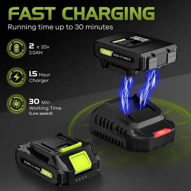 Alt view image 4 of 7 - Leaf Blower, Electric Cordless Leaf Blower with 2 Batteries and Charger, 2 Speed Mode, Lightweight Cordless Blower for Blowing Leaves, Patio Cleaning, Blowers for Lawn Care and Dust