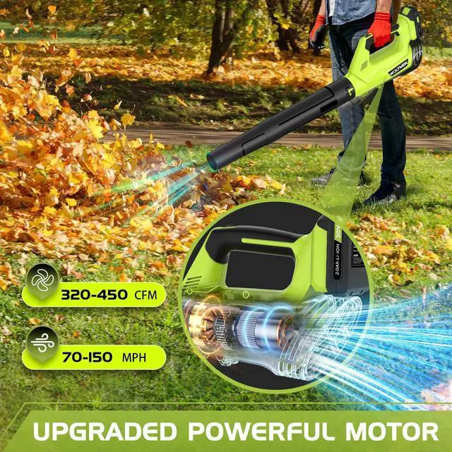 Alt view image 5 of 7 - Leaf Blower, Electric Cordless Leaf Blower with 2 Batteries and Charger, 2 Speed Mode, Lightweight Cordless Blower for Blowing Leaves, Patio Cleaning, Blowers for Lawn Care and Dust