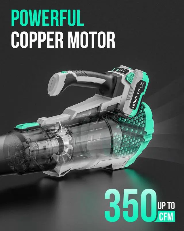 Alt view image 2 of 7 - 20V Cordless Leaf Blower 350 CFM 85 MPH, Variable Speeds Electric Leaf Blower Battery Powered for Blowing Leaves, Dust, Snow, 4.0 Ah Battery & Fast Charger Included
