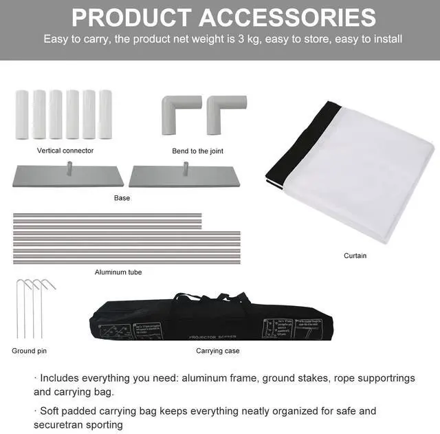 Alt view image 6 of 7 - Projector Screen with Stand 120 inch Portable Projection Screen 16:9 4K HD Rear Front Projections Movies Screen with Carry Bag for Indoor Outdoor Home Theater Backyard Cinema Travel