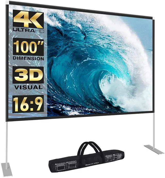 Main image of 100 inch Projector Screen and Stand,Portable Projector Screen 4K HD Rear Front Projection Screen with Carry Bag for Outdoor Indoor Home Theater Backyard Cinema Travel
