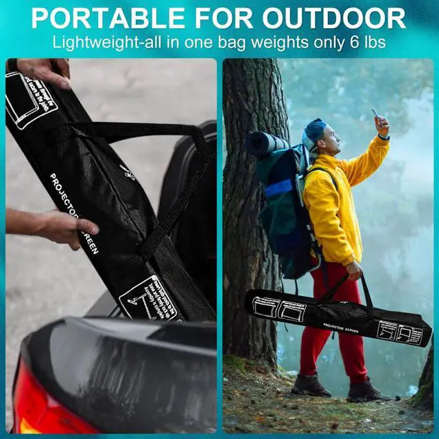 Alt view image 5 of 7 - 100 inch Projector Screen and Stand,Portable Projector Screen 4K HD Rear Front Projection Screen with Carry Bag for Outdoor Indoor Home Theater Backyard Cinema Travel