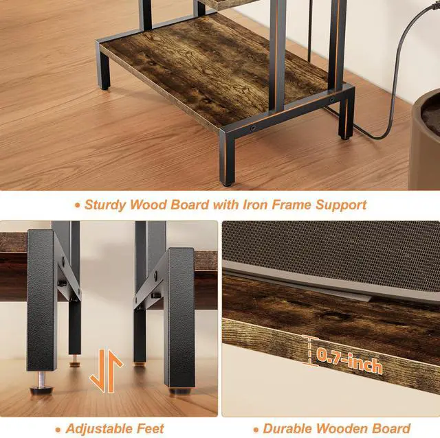 Alt view image 7 of 7 - Video Game Console Shelf, Stereo Racks - Media Stand with Outlet & Led Strip Light, 4-Tier Gaming Shelf for PS4 PS5 Xbox Games Organizer, Small Entertainment Center, AV Media Stand for CD DVD