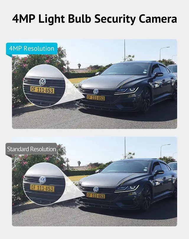 Alt view image 3 of 7 - 4MP Bulb Security Camera 2.4GHz,360° 2K Security Cameras Wireless Outdoor Indoor Full Color Day and Night, Motion Detection, Audible Alarm, Easy Installation, Compatible with Alexa (2 Pack)