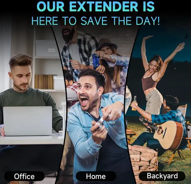 Alt view image 7 of 7 - WiFi Extender Signal Booster for Whole Home & Backyard - 10K Sq.Ft Coverage w/4 Antennas | 90% Faster Internet Booster w/Ethernet Port, Easy Setup Wireless Repeater Works with Any Router | Long Range