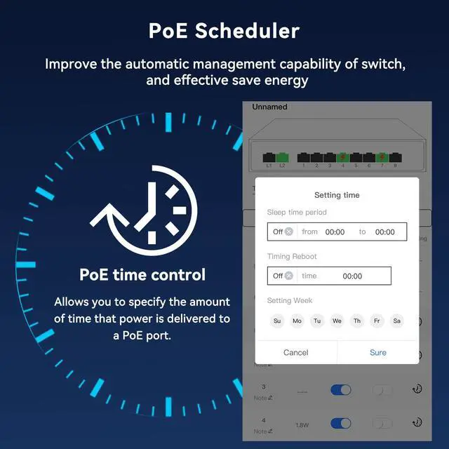 Alt view image 5 of 7 - 16 Port Gigabit PoE Switch, Smart Managed Gigabit Ethernet Switch, 16 PoE+ Ports@240W, Plug and Play, Vlan, Fanless, Desktop or Rackmount, Overload Protection w/ Port
