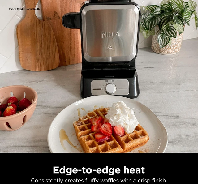 Alt view image 5 of 7 - Belgian Waffle Maker Pro, 5 Shade Settings, Black/Silver, BW1001 | Vertical design, NeverStick coating, Precision-pour cup, Recipe guide, Dishwasher-safe parts