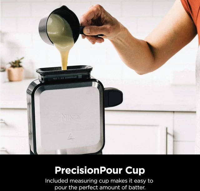 Alt view image 6 of 7 - Belgian Waffle Maker Pro, 5 Shade Settings, Black/Silver, BW1001 | Vertical design, NeverStick coating, Precision-pour cup, Recipe guide, Dishwasher-safe parts