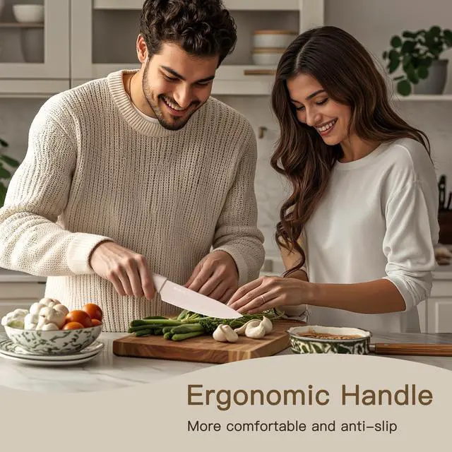 Alt view image 4 of 7 - Knife Set, 13 Pieces Kitchen Knives Set with Healthy Anti-Rust Coating, Dishwasher Safe, Stainless Steel Chef Knife Sets with 6 Blade Guards, Perfect Holiday Gifts for Kitchen