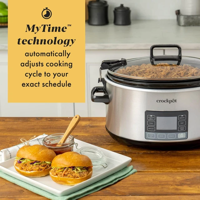 Alt view image 2 of 6 - 7-Quart Slow Cooker, Portable Programmable with Timer, Locking Lid, Stainless Steel; an Essential Kitchen Appliance, Perfect for Families and Gatherings