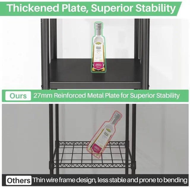 Alt view image 6 of 7 - 5-Tier Kitchen Storage Shelves, Adjustable Metal Shelves for Storage Pantry Shelves with Rolling Wheels, Storage Rack Shelving Unit Organizer for Bedroom Laundry Closet