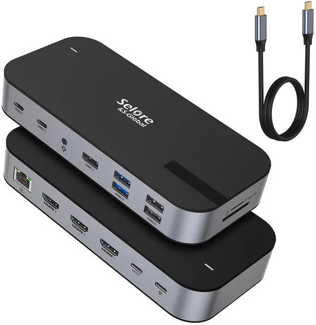 Main image of USB C Dock 3 HDMI, Triple Monitor Docking Station, 16-in-1 Laptop Docking Station 3 Monitors with Triple HDMI, 10Gbps USB A/C 3.1, 100W PD, Ethernet, USB C Hub, USB C Dongle for Windows Mac