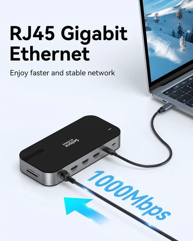Alt view image 7 of 7 - USB C Dock 3 HDMI, Triple Monitor Docking Station, 16-in-1 Laptop Docking Station 3 Monitors with Triple HDMI, 10Gbps USB A/C 3.1, 100W PD, Ethernet, USB C Hub, USB C Dongle for Windows Mac