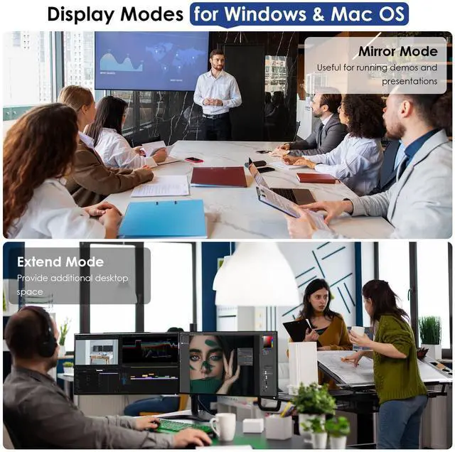 Alt view image 4 of 7 - USB Laptop Docking Station Dual Monitors, DisplayLink Computer Dock for M1 M2 Mac and Windows, ChromeOS, Ubuntu 20.04/22.04 (HDMI & HDMI/DVI/VGA, 6xUSB Ports, LAN, Audio)