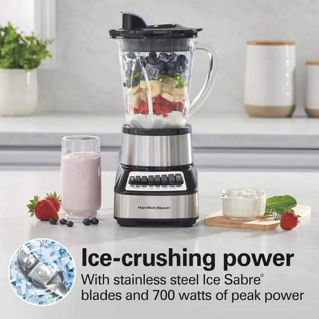 Alt view image 3 of 6 - Wave Crusher Blender For Smoothies With 40 Oz Glass Jar and 14 Functions, Ice Sabre Blades & 700 Watts for Consistently Smooth Results, Black + Stainless Steel (54221)