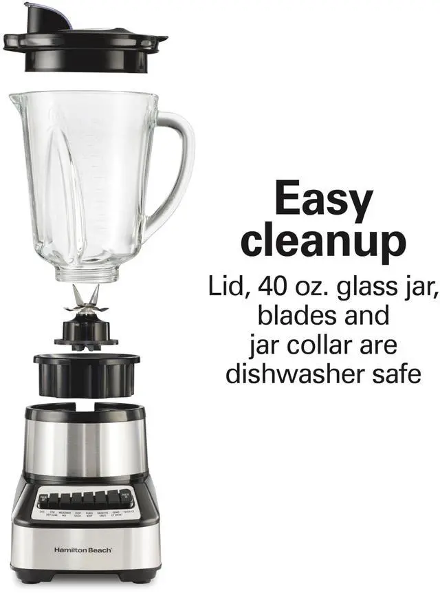 Alt view image 5 of 6 - Wave Crusher Blender For Smoothies With 40 Oz Glass Jar and 14 Functions, Ice Sabre Blades & 700 Watts for Consistently Smooth Results, Black + Stainless Steel (54221)