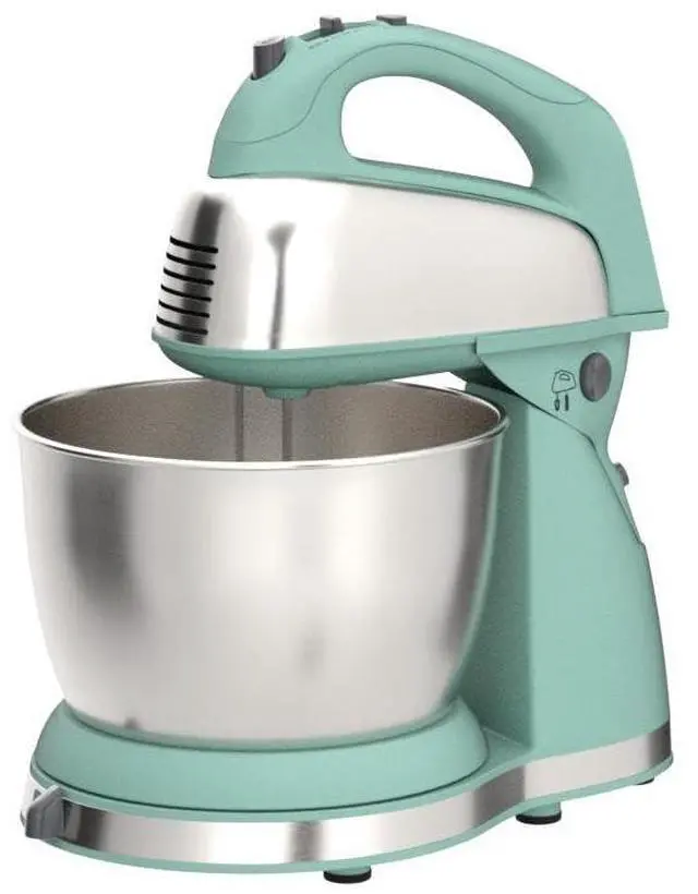 Alt view image 4 of 7 - Classic Stand and Hand Mixer, 4 Quarts, 6 Speeds with QuickBurst, Bowl Rest, 290 Watts Peak Power, Blue (64658)