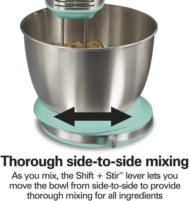 Alt view image 6 of 7 - Classic Stand and Hand Mixer, 4 Quarts, 6 Speeds with QuickBurst, Bowl Rest, 290 Watts Peak Power, Blue (64658)