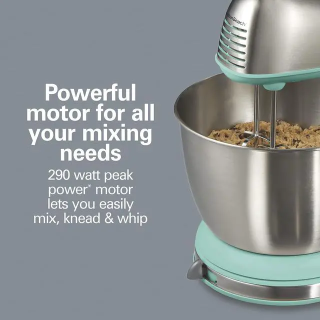 Alt view image 5 of 7 - Classic Stand and Hand Mixer, 4 Quarts, 6 Speeds with QuickBurst, Bowl Rest, 290 Watts Peak Power, Blue (64658)