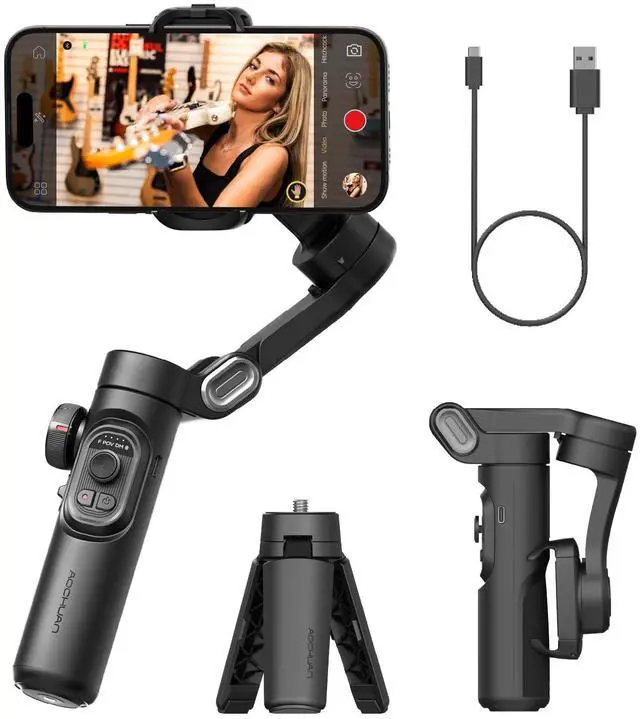 Main image of Phone Gimbal Stabilizer 3-Axis Smartphone Foldable Handheld Gimbal for iPhone with Focus Wheel TikTok YouTube Vlog Stabilizer for iPhone16 15 14 13 12 Pro Max Android-Smart XE