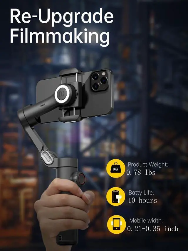 Alt view image 7 of 7 - Phone Gimbal Stabilizer 3-Axis Smartphone Foldable Handheld Gimbal for iPhone with Focus Wheel TikTok YouTube Vlog Stabilizer for iPhone16 15 14 13 12 Pro Max Android-Smart XE