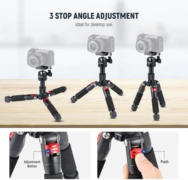 Alt view image 5 of 7 - Mini Desk Camera Tripod with Cell Phone Holder Compatible with iPhone for Video Recording Filming, 20"/50cm Small Portable DSLR Camcorder Webcam Stand, 360° Ball Head 1/4" QR Plate, TP-AAM521