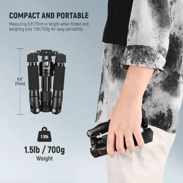 Alt view image 7 of 7 - Mini Desk Camera Tripod with Cell Phone Holder Compatible with iPhone for Video Recording Filming, 20"/50cm Small Portable DSLR Camcorder Webcam Stand, 360° Ball Head 1/4" QR Plate, TP-AAM521