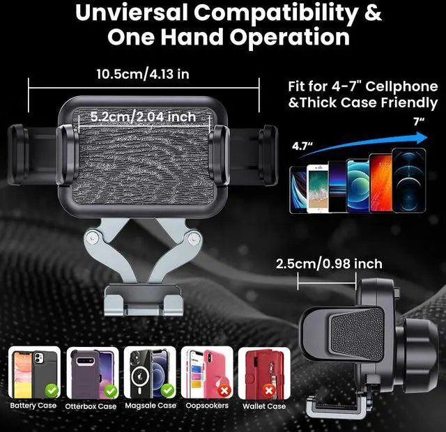 Alt view image 4 of 7 - Upgraded Metal Phone Mount for Ram Truck 2019+, Dash Mount Cell Phone Holder Compatible with Dodge RAM 1500/2500/3500 & TRX, 360° Adjustable Adapter Phone Stand Fit for Most Smartphones