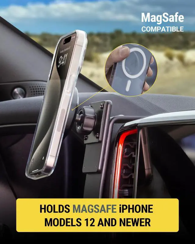 Alt view image 3 of 7 - Heavy Duty MagSafe Mount/Tablet Holder for Car, Magnetic Cell Phone Stand with Extra Strong Magnets and AMPS Mounting Plate for ProClip Vehicle Specific Mount Bases (Base Required)