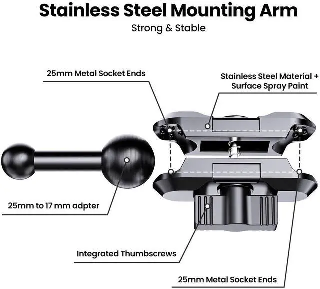 Alt view image 3 of 7 - Upgraded Metal Phone Mount for Ram Truck 2019+, Dash Mount Cell Phone Holder Compatible with Dodge RAM 1500/2500/3500 & TRX, 360° Adjustable Adapter Phone Stand Fit for Most Smartphones