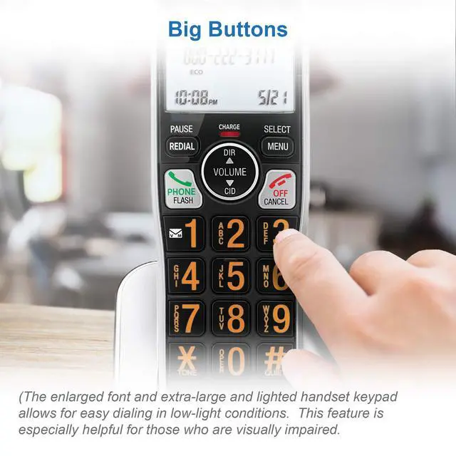 Alt view image 5 of 7 - BL102-2 DECT 6.0 2-Handset Cordless Phone for Home with Answering Machine, Call Blocking, Caller ID Announcer, Audio Assist, Intercom, and Unsurpassed Range, Silver/Black
