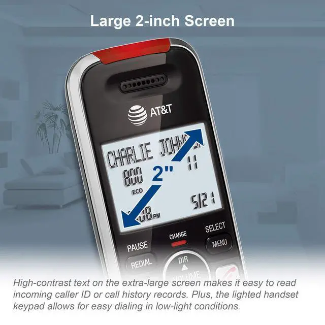 Alt view image 6 of 7 - BL102-2 DECT 6.0 2-Handset Cordless Phone for Home with Answering Machine, Call Blocking, Caller ID Announcer, Audio Assist, Intercom, and Unsurpassed Range, Silver/Black