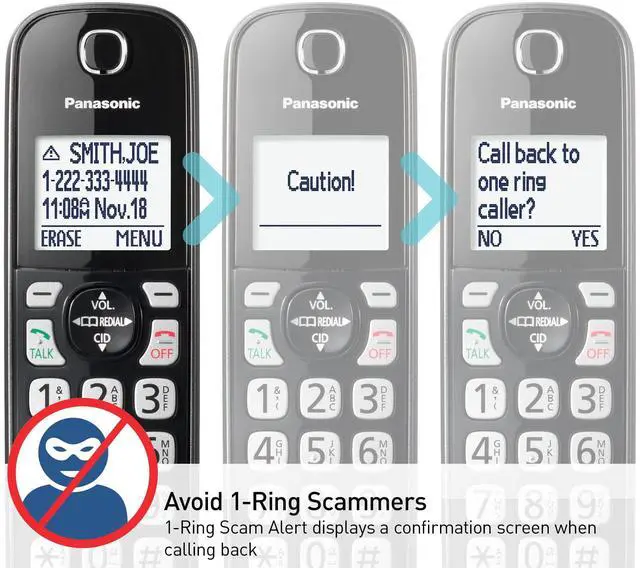 Alt view image 3 of 7 - Cordless Phone with Answering Machine, Advanced Call Block, Bilingual Caller ID and Easy to Read High-Contrast Display, Expandable System with 2 Handsets - KX-TGD832M (Metallic Black)