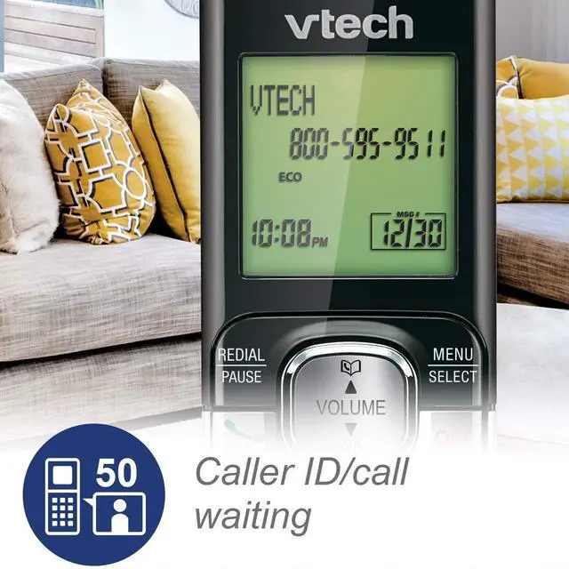 Alt view image 3 of 7 - CS6529-2 DECT 6.0 Phone Answering System with Caller ID/Call Waiting, 2 Cordless Handsets, Silver/Black