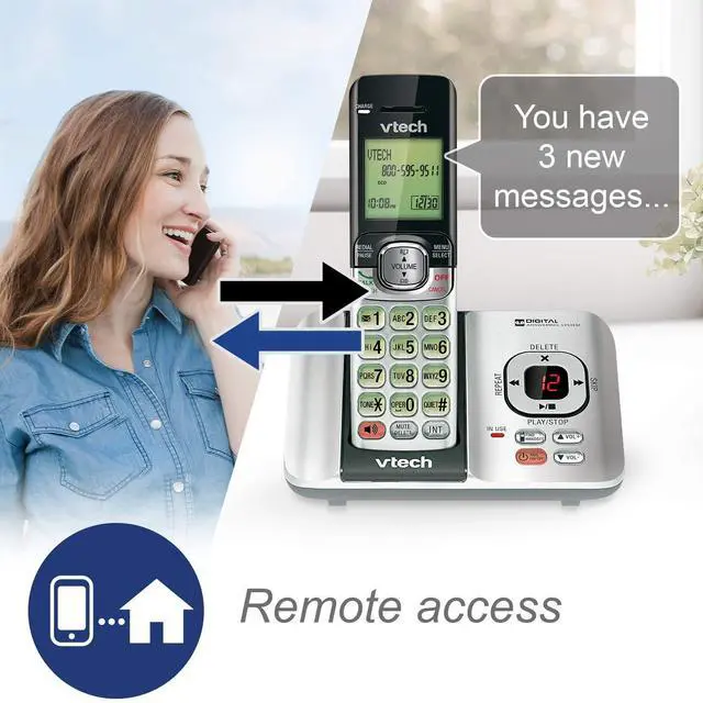 Alt view image 6 of 7 - CS6529-2 DECT 6.0 Phone Answering System with Caller ID/Call Waiting, 2 Cordless Handsets, Silver/Black