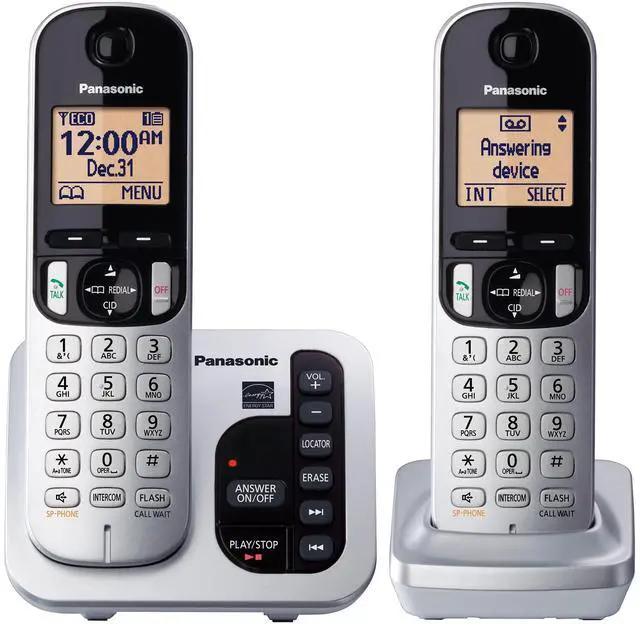 Main image of DECT 6.0 Expandable Cordless Phone with Answering Machine and Call Block and Caller ID - 2 Cordless Handsets - KX-TGC222S (Silver)