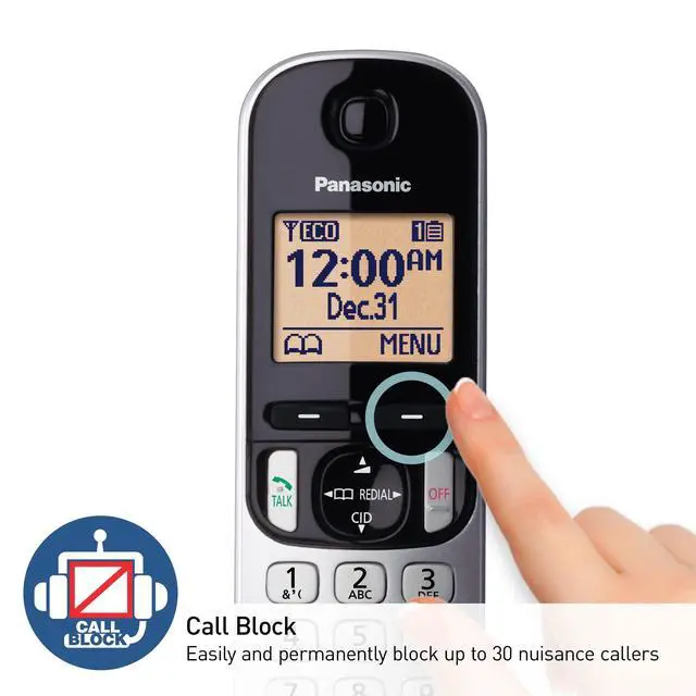 Alt view image 2 of 6 - DECT 6.0 Expandable Cordless Phone with Answering Machine and Call Block and Caller ID - 2 Cordless Handsets - KX-TGC222S (Silver)