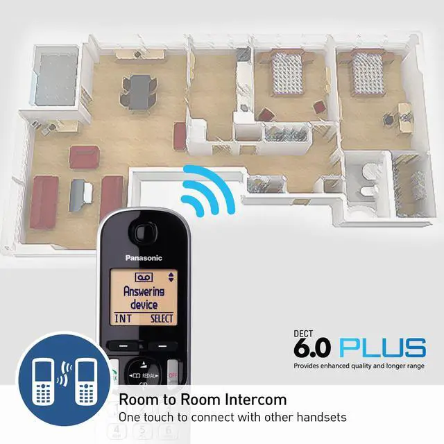 Alt view image 4 of 6 - DECT 6.0 Expandable Cordless Phone with Answering Machine and Call Block and Caller ID - 2 Cordless Handsets - KX-TGC222S (Silver)