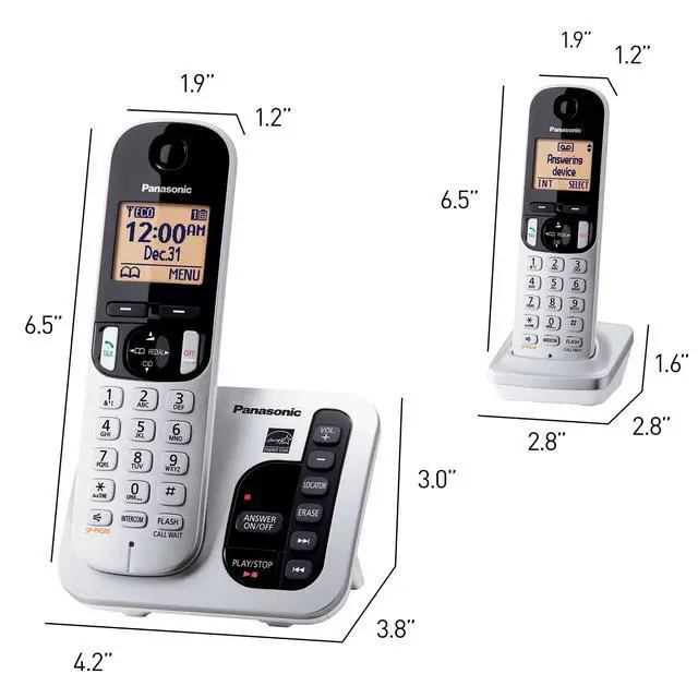 Alt view image 6 of 6 - DECT 6.0 Expandable Cordless Phone with Answering Machine and Call Block and Caller ID - 2 Cordless Handsets - KX-TGC222S (Silver)