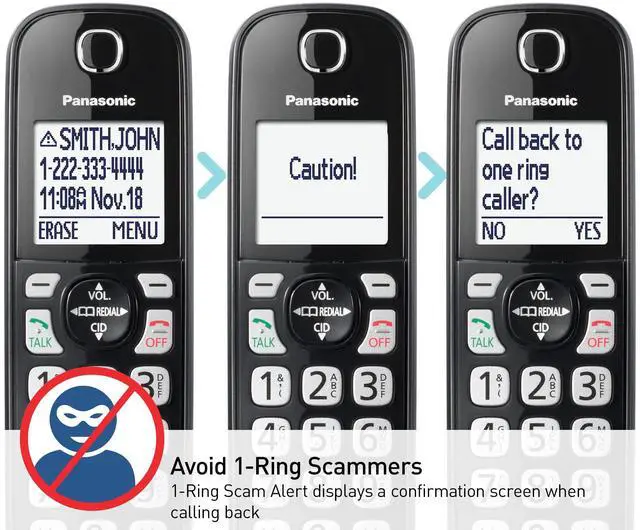 Alt view image 3 of 5 - Cordless Phone with Advanced Call Block, Bilingual Caller ID and Easy to Read Large High-Contrast Display, Expandable System with 3 Handsets - KX-TGD813B (Black)