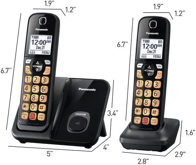 Alt view image 5 of 5 - Cordless Phone with Advanced Call Block, Bilingual Caller ID and Easy to Read Large High-Contrast Display, Expandable System with 3 Handsets - KX-TGD813B (Black)