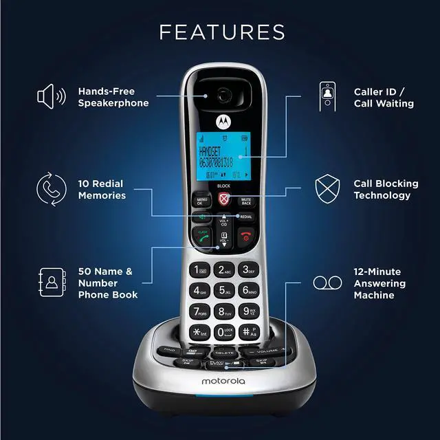 Alt view image 3 of 5 - Motorola CD4013 Digital Cordless Phone with Answering Machine with 3 Handsets, Silver