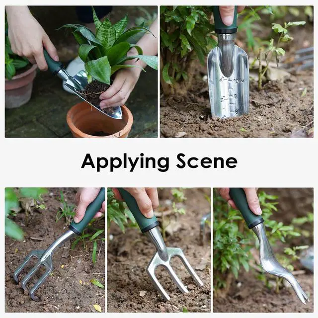 Alt view image 4 of 7 - Garden Tool Tote Solid Bag with 11 Piece Hand Tools,Best Gardening Gift Set Organizer with Vegetable Garden Tool Kit,Free Kneeler Pad,Digging Claw Gloves and All Necessary Gardening Accessories