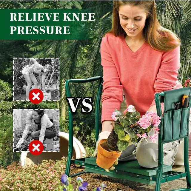 Alt view image 2 of 7 - Garden Kneeler and Seat, Foldable Garden Stool Heavy Duty Gardening Bench for Kneeling and Sitting to Prevent Knee & Back Pain, Gardening Gifts for Women, Grandparents, Seniors, Mom & Dad