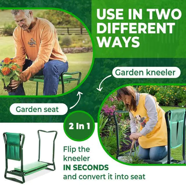 Alt view image 3 of 7 - Garden Kneeler and Seat, Foldable Garden Stool Heavy Duty Gardening Bench for Kneeling and Sitting to Prevent Knee & Back Pain, Gardening Gifts for Women, Grandparents, Seniors, Mom & Dad