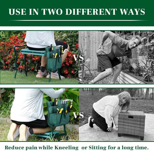 Alt view image 7 of 7 - Garden Kneeler and Seat, Foldable Garden Stool Heavy Duty Gardening Bench for Kneeling and Sitting to Prevent Knee & Back Pain, Gardening Gifts for Women, Grandparents, Seniors, Mom & Dad
