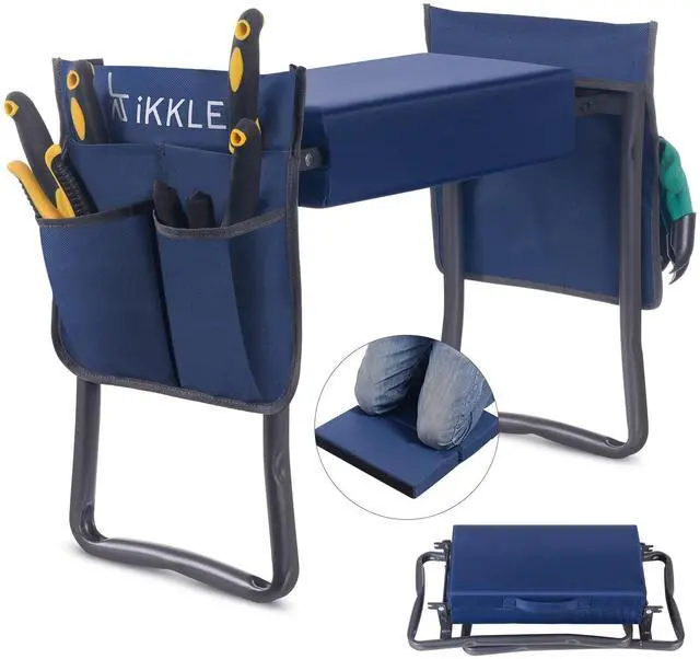 Main image of Patented Garden Kneeler and Seat Heavy Duty, Upgraded Garden Bench with Thicker Wider Soft Detachable Kneeling Pad, with 2 Tool Store Pouches, Nice for Mother Father Gardeners