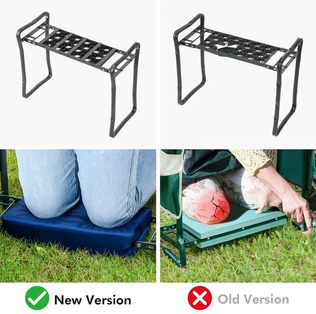 Alt view image 4 of 6 - Patented Garden Kneeler and Seat Heavy Duty, Upgraded Garden Bench with Thicker Wider Soft Detachable Kneeling Pad, with 2 Tool Store Pouches, Nice for Mother Father Gardeners