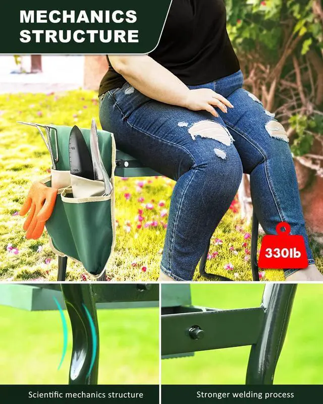 Alt view image 3 of 7 - Garden Bench for Kneeling and Sitting Foldable Garden Kneeler and Seat Heavy Duty,Gardner Gifts Ideas for Women Mom Grandma