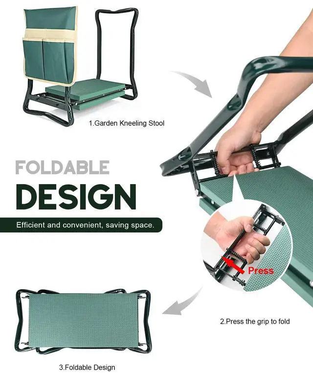 Alt view image 6 of 7 - Garden Bench for Kneeling and Sitting Foldable Garden Kneeler and Seat Heavy Duty,Gardner Gifts Ideas for Women Mom Grandma
